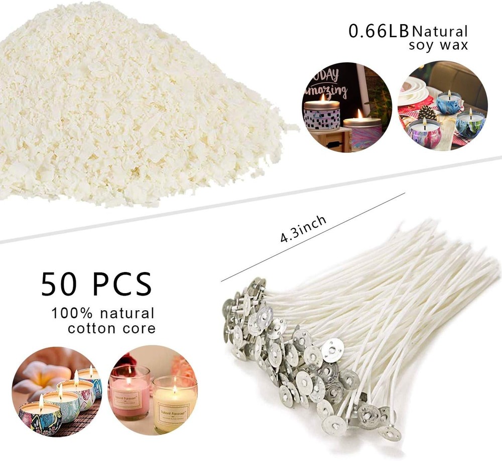 Candle Making Kit Soy Wax DIY Tools Complete Includes Pouring Pot Wicks Wick ...