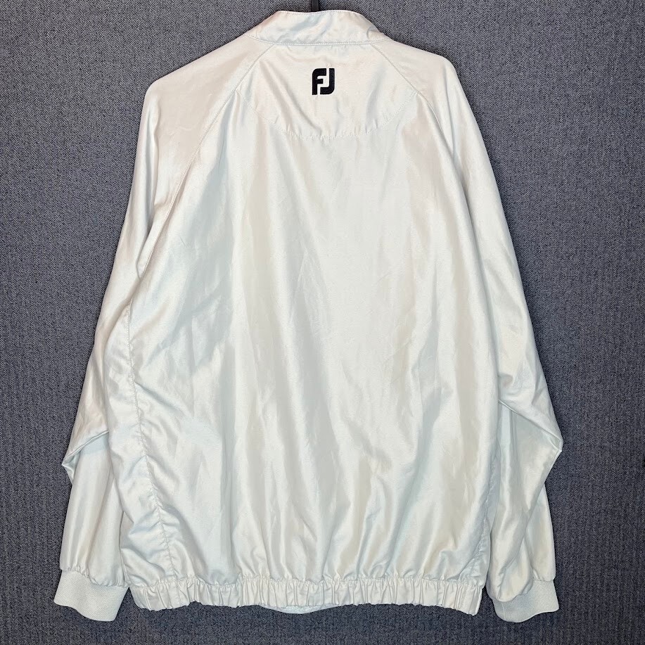 Footjoy Windbreaker Jacket Men's Large Beige Embroidered Pullover 1/4 Snap Golf