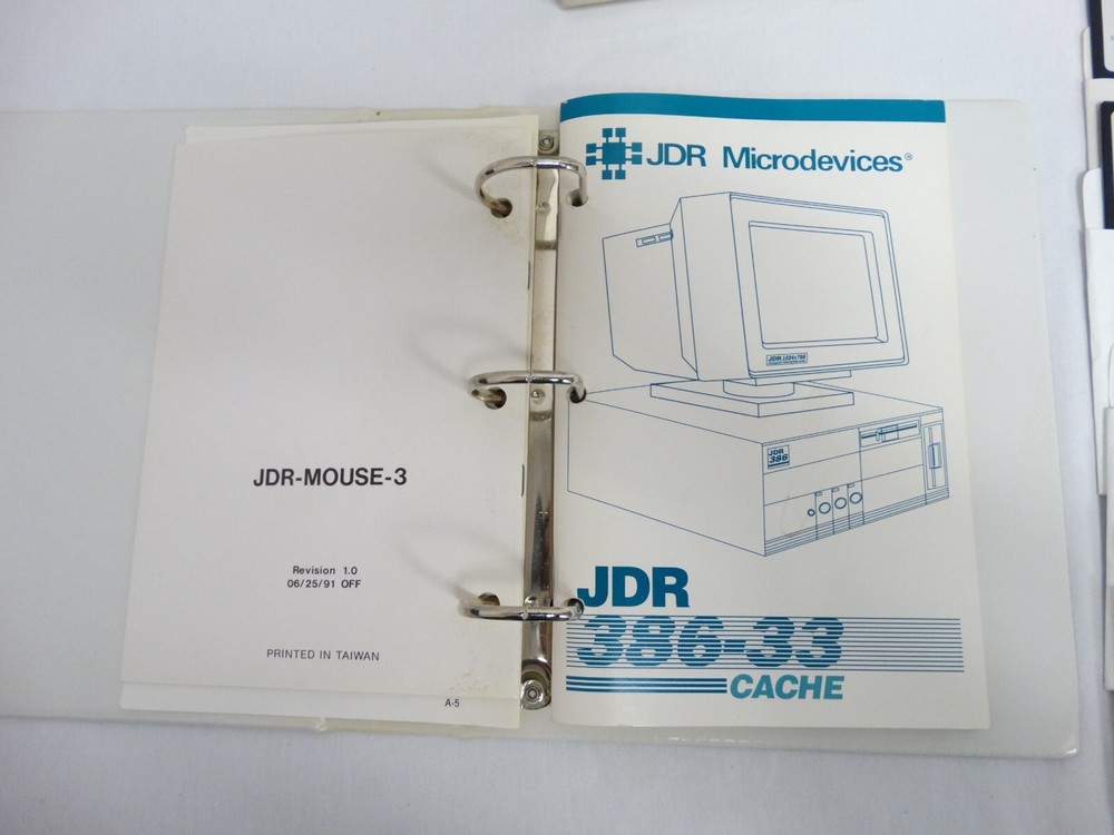 Vintage JDR Microdevices 386-33 PC Manuals & Software Binder Windows Drivers