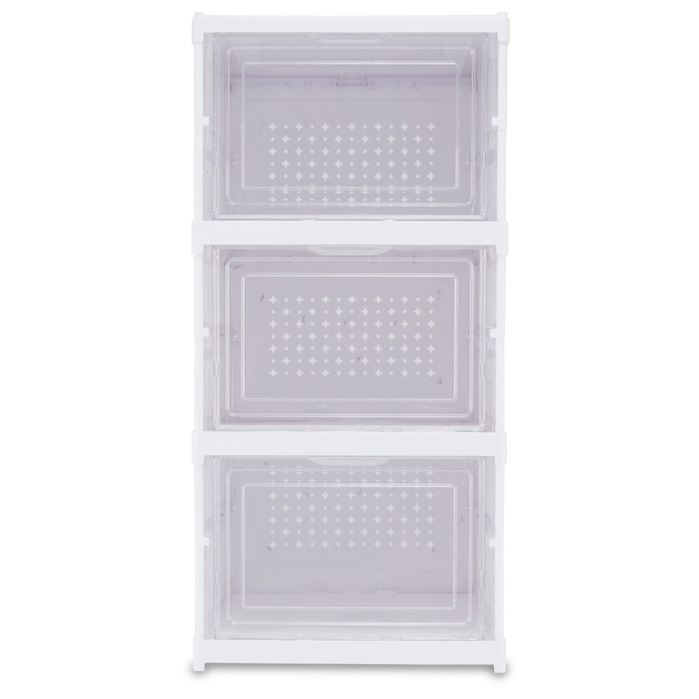3-Tier Collapsible Shoe Organizer Clear/White