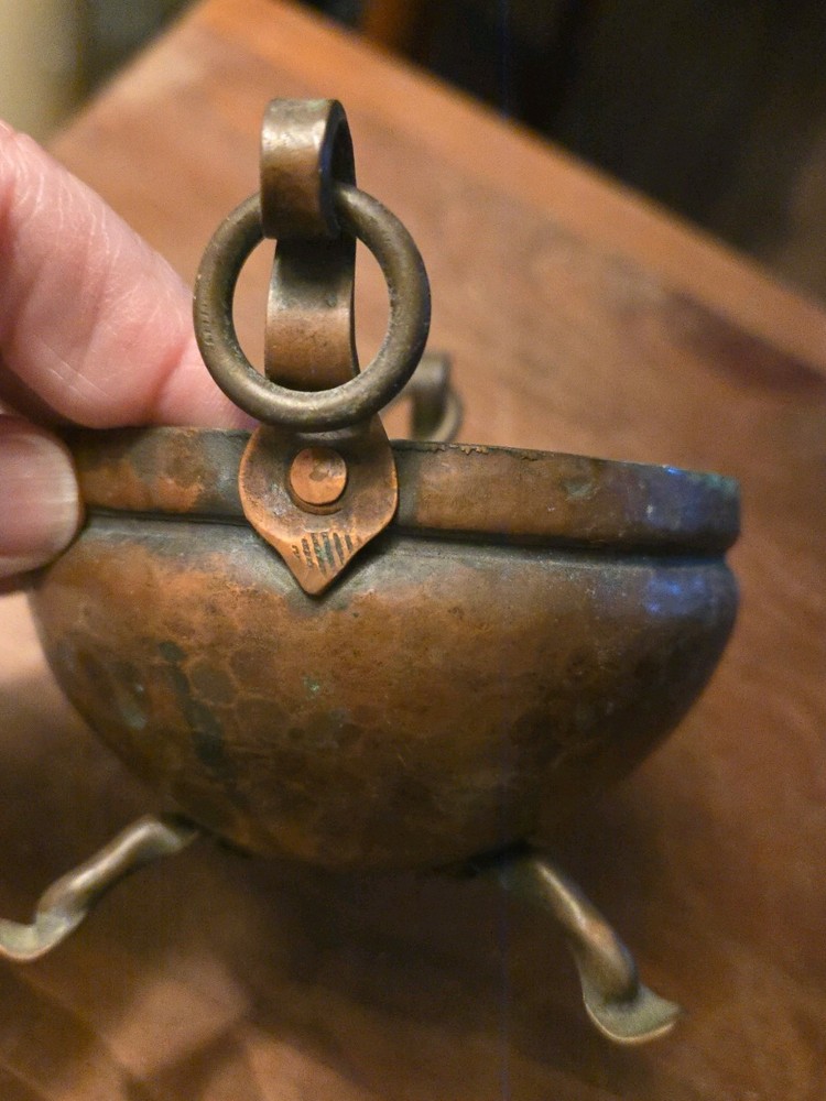 Small Hammered Copper/Bronze Tripod Chinese Incense Burner(#5)