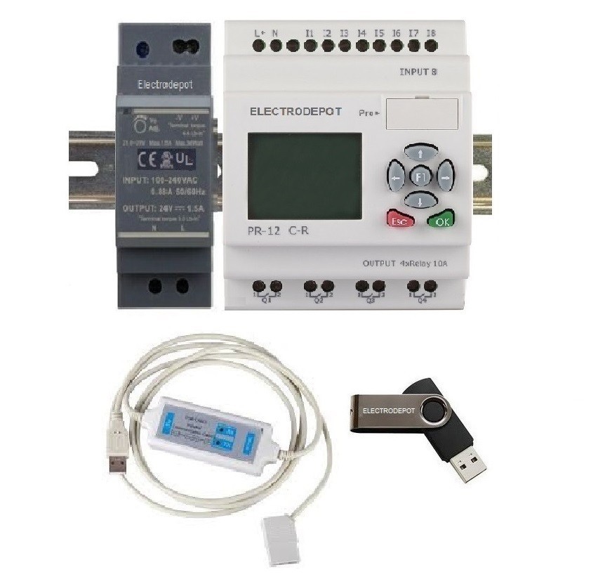 Programmable Relay 8in, 4 Out, Timers, Clock, Counters, Logic PLC Functions HMI