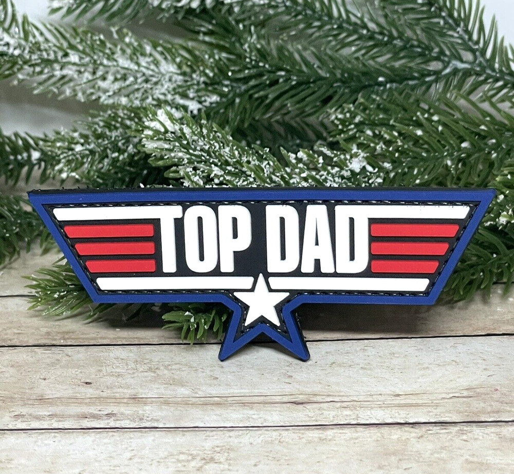 Top Dad PVC Patch - Tactical Morale Patch  - Hook Back Gun Air Force Patch