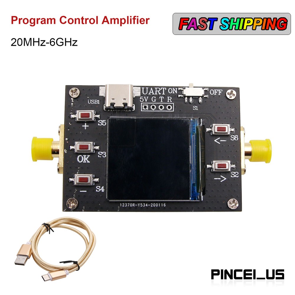 20MHz-6GHz Programmable Gain Amplifier Low Noise 31.75DB Dynamic Range w/ Shell