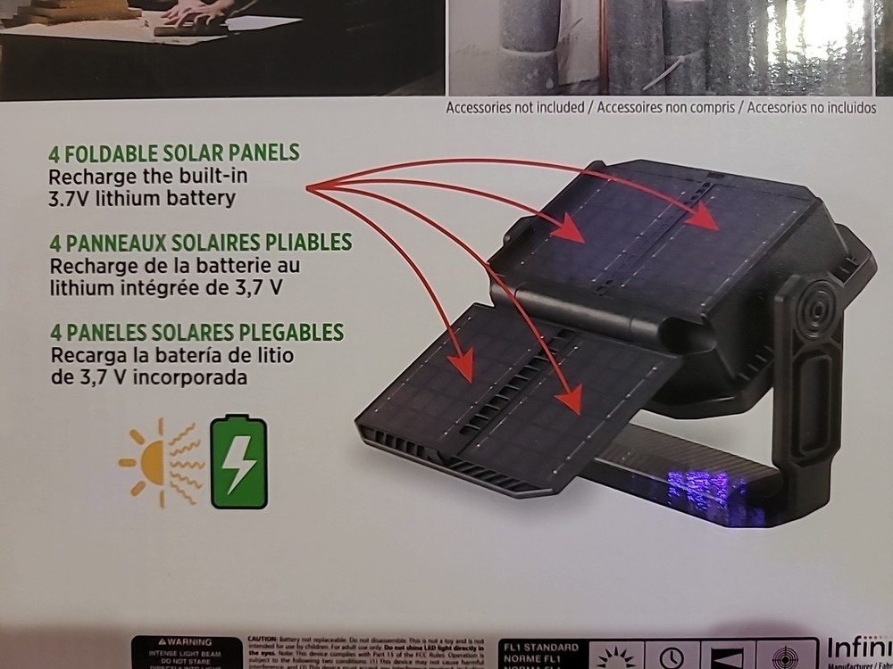 Infinity Dual-Powered LED Worklight - 3000 Lumens, USB & Solar Rechargeable