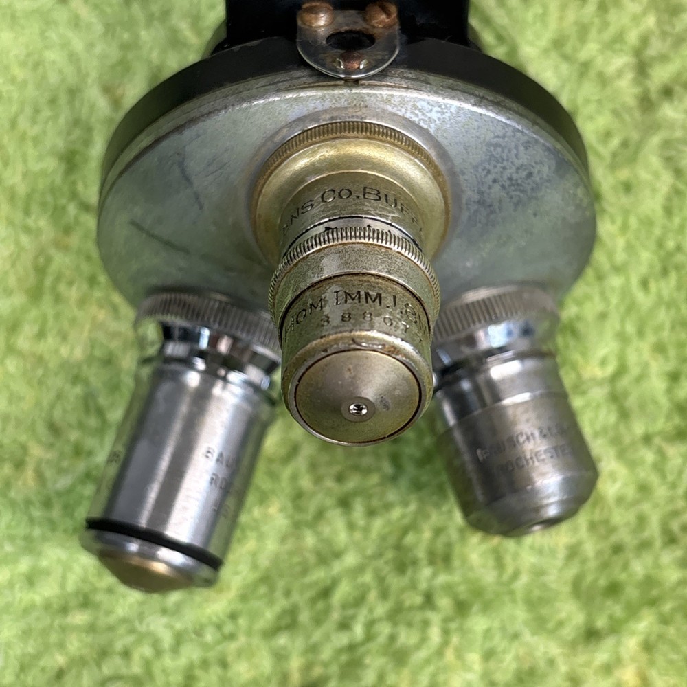 BAUSCH LOMB ANTIQUE NOSEPIECE + OBJECTIVES MICROSCOPE PART AS PICTURED