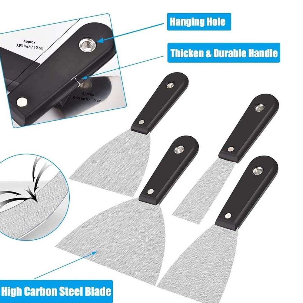 7 PCS Drywall ToolsPutty KnifePaint Scraper Tool With Storage BagStainless St...