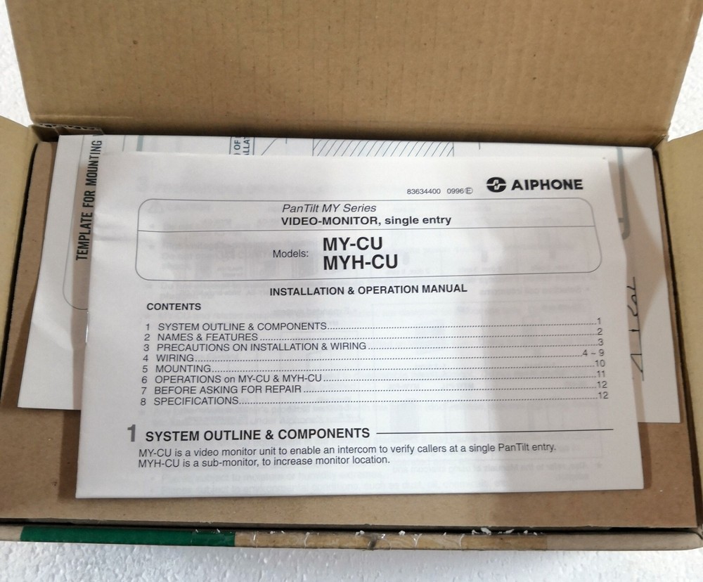New Aiphone MY-CU (MYCU) Surface Mount Master Audio Video Intercom System