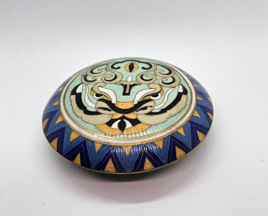 Vintage Cloisonné Enamel Trinket Box Powder Box
