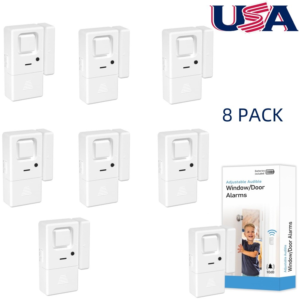 2~8 Pack Wireless Volume Adjustable Window Door Alarm Sensor for Home Safety
