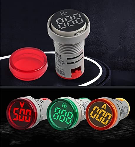 3pcs Digital Display AC Voltage Indicator, 22mm Round Head LED Voltage Green