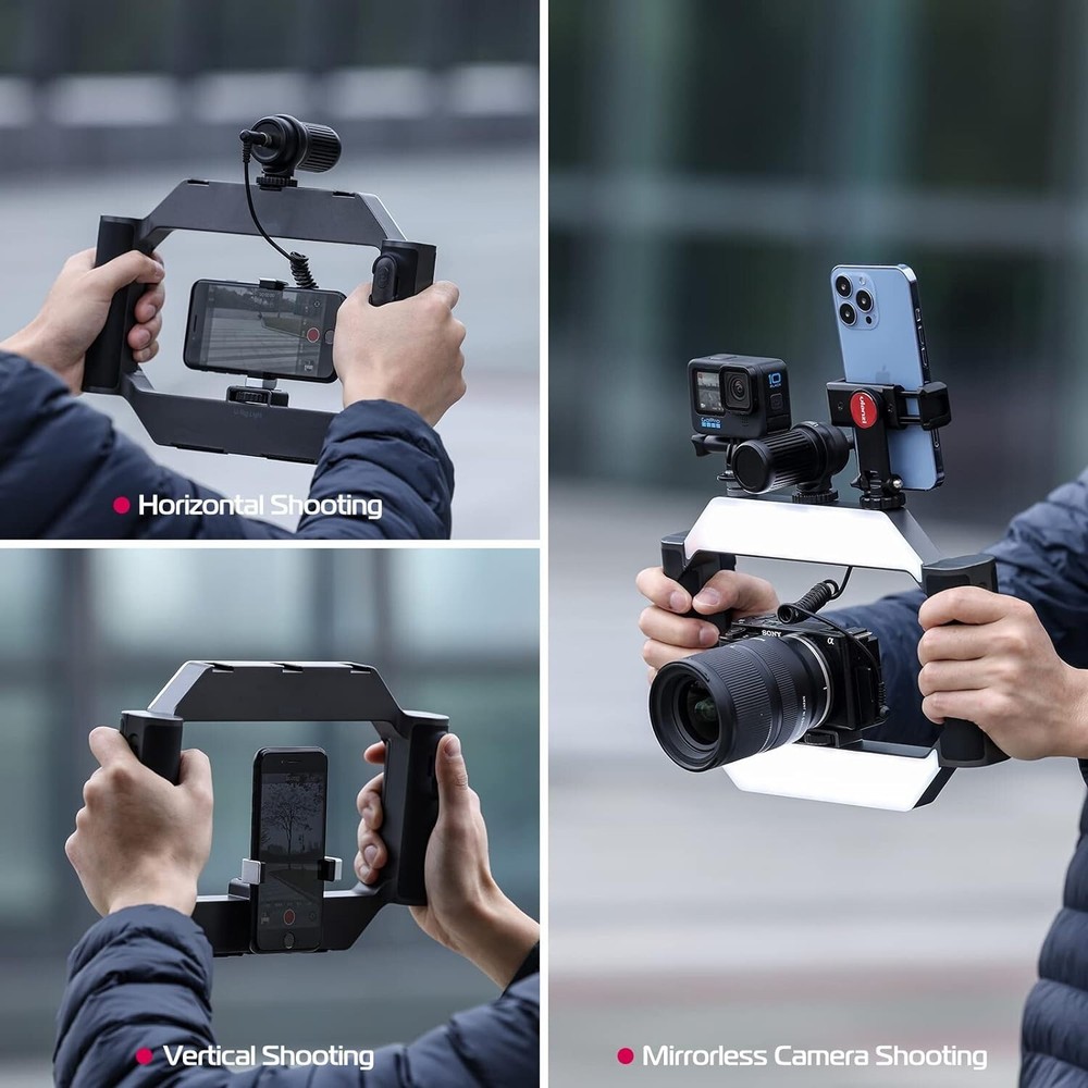 Smartphone Video Rig with Light, Cell Phone Handheld Stabilizer with Ring Lig...