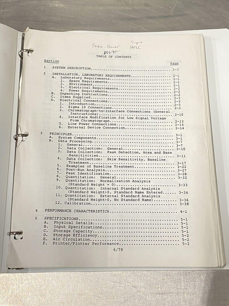 Perkin Elmer PE Sigma HPLC - Users Guide / Instructions Manual