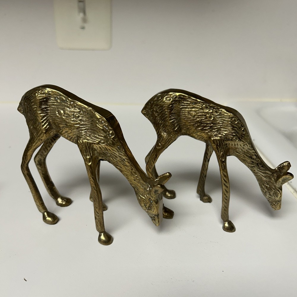 3 Brass Deer figurines 7.5" 4" 4"
