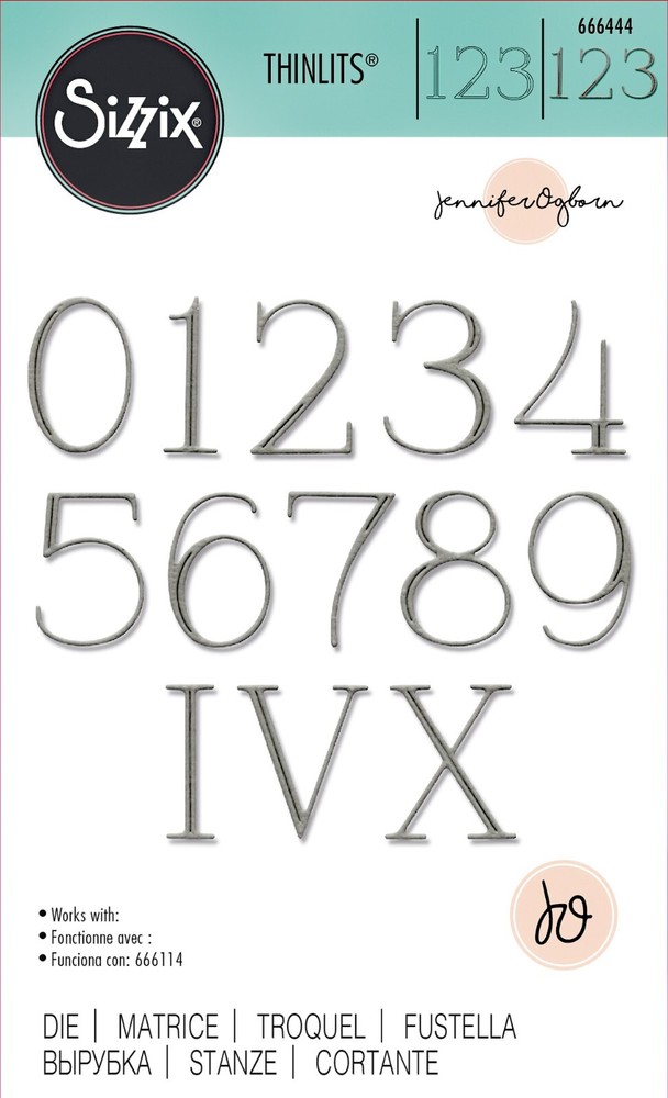 New Retired Sizzix Thinlits Elegant Numerals #666444 Retail $12.99 Jen Ogborn