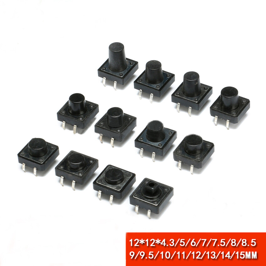 12x12 Tact Switch Tactile Push Button Switch Height 4.3mm~15mm 4Pin Micro Switch