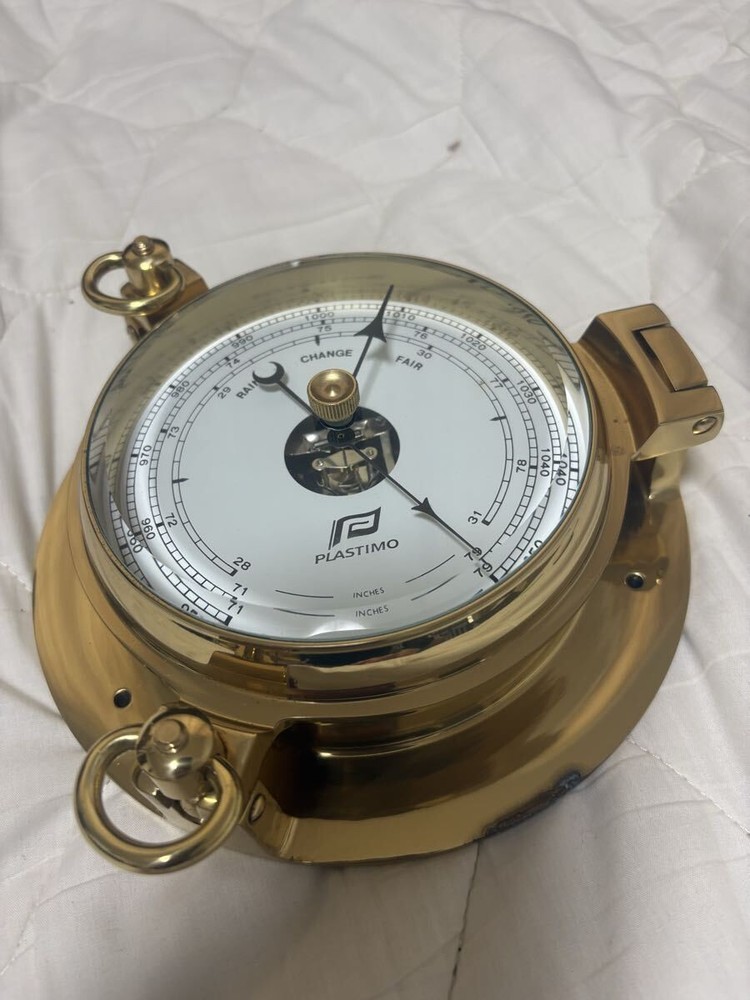 Plastimo Brass Barometer For Ships Marine Clock