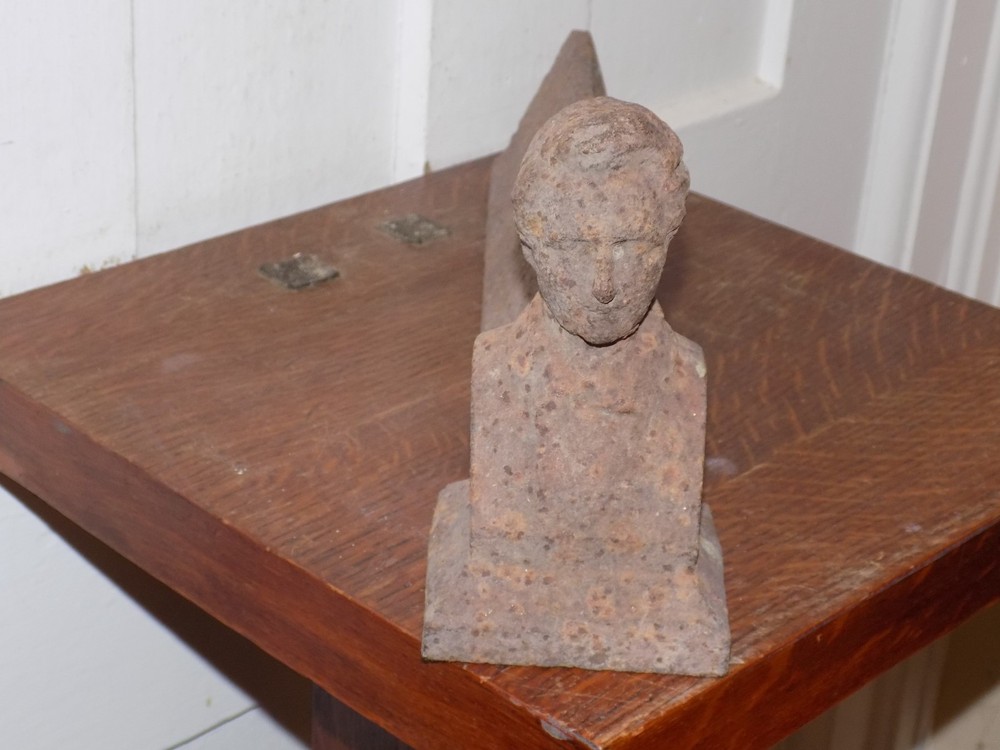 Vintage Cast Iron Figural Male Bust Boot Scraper