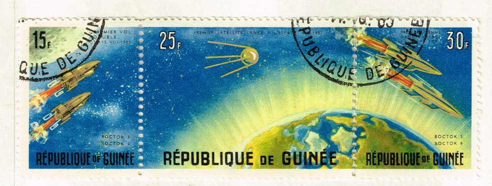 Guinee Soviet Sputnik 1 in Space stamps set 1965