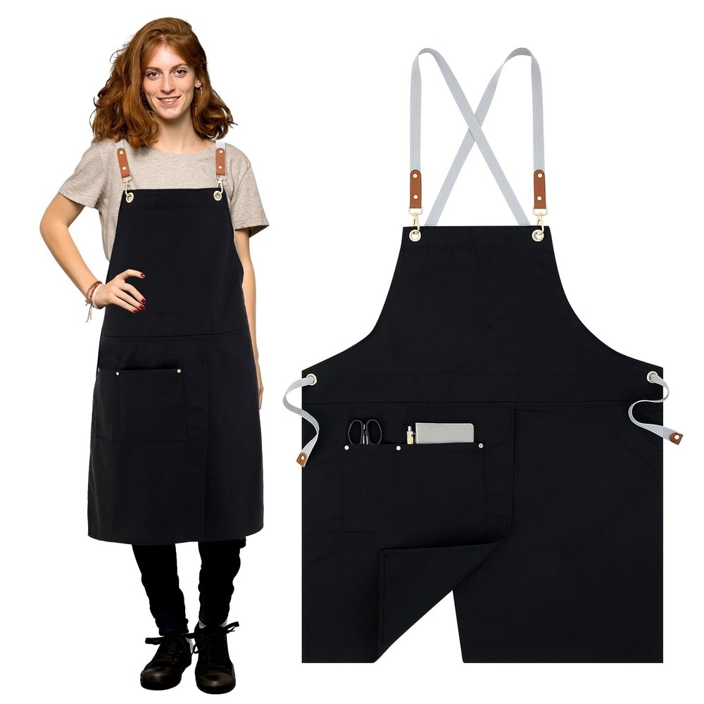 Crossback Pottery Apron Split Leg with Large Pocket Canvas Apron with Adjusta...