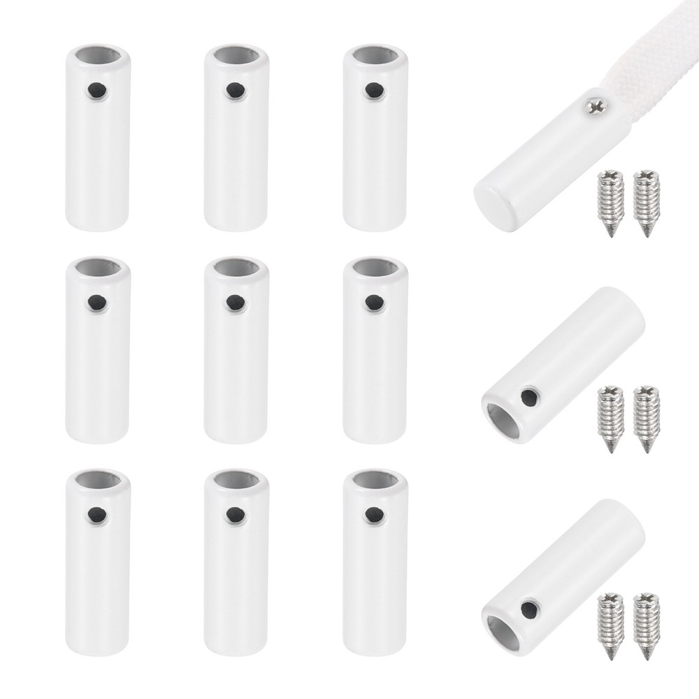 12Pcs 20mm Shoelace Tips Caps with Screw, White