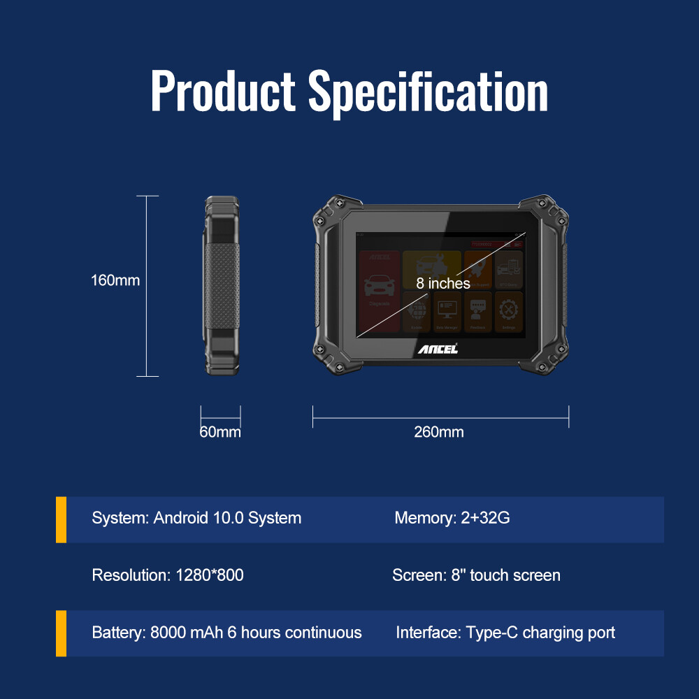 ANCEL V6 OBD2 Scanner Bi-directional Scan Tool All System Diagnostic Active Test