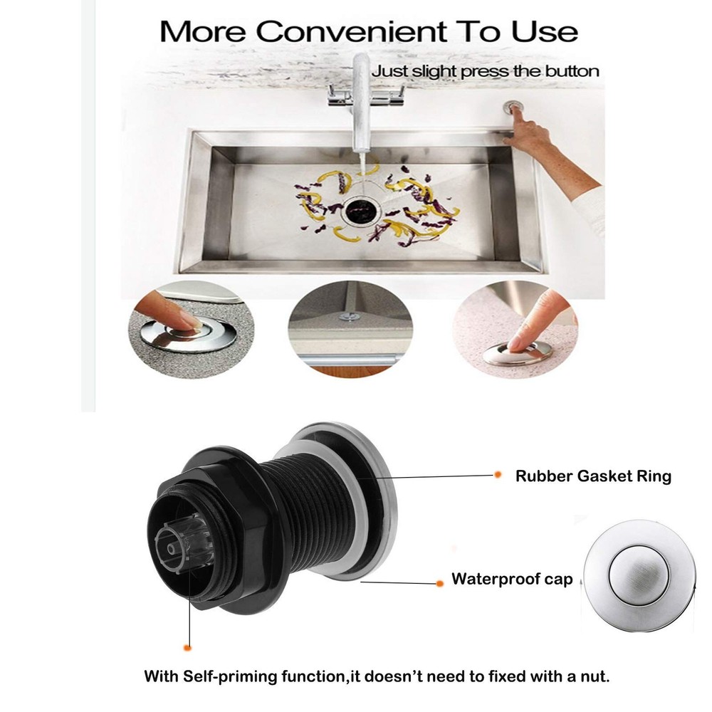 Sink Top Push Button with Air Hose Replacement, Air Switch Button for Garbage...