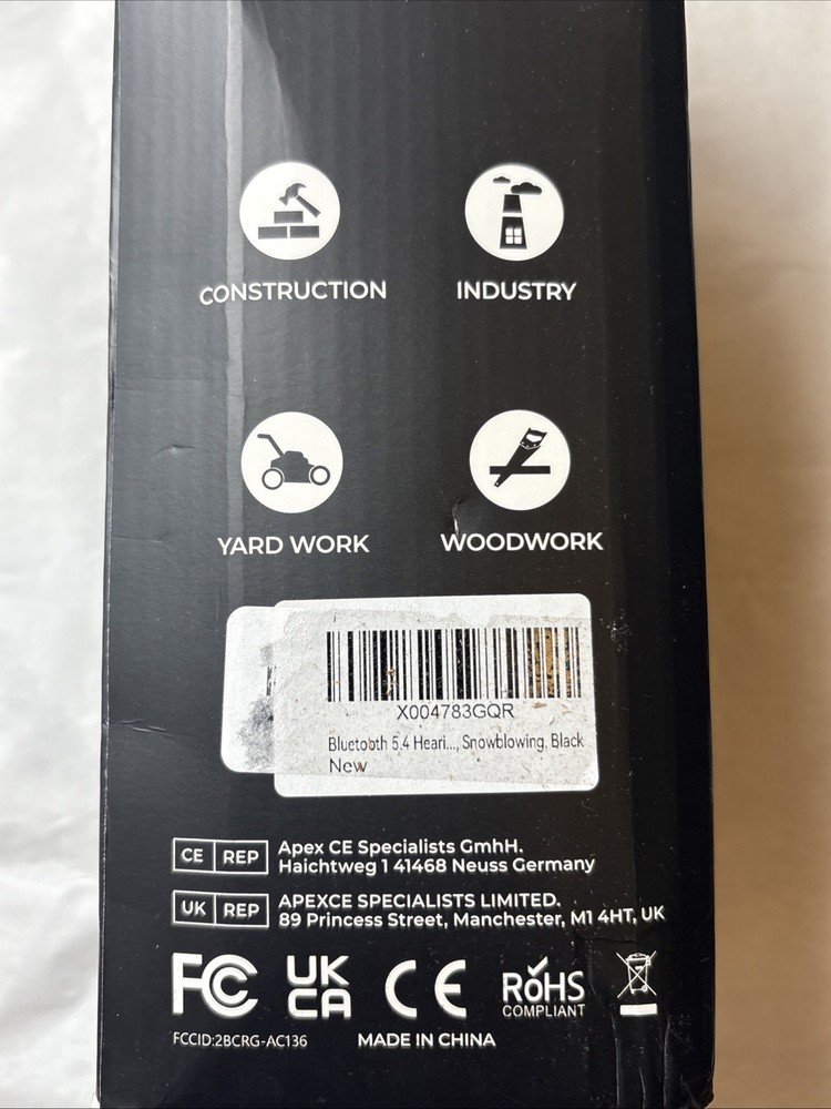 Wireless Hearing Protector With Bluetooth Technology Model Ac136 New - Open Box