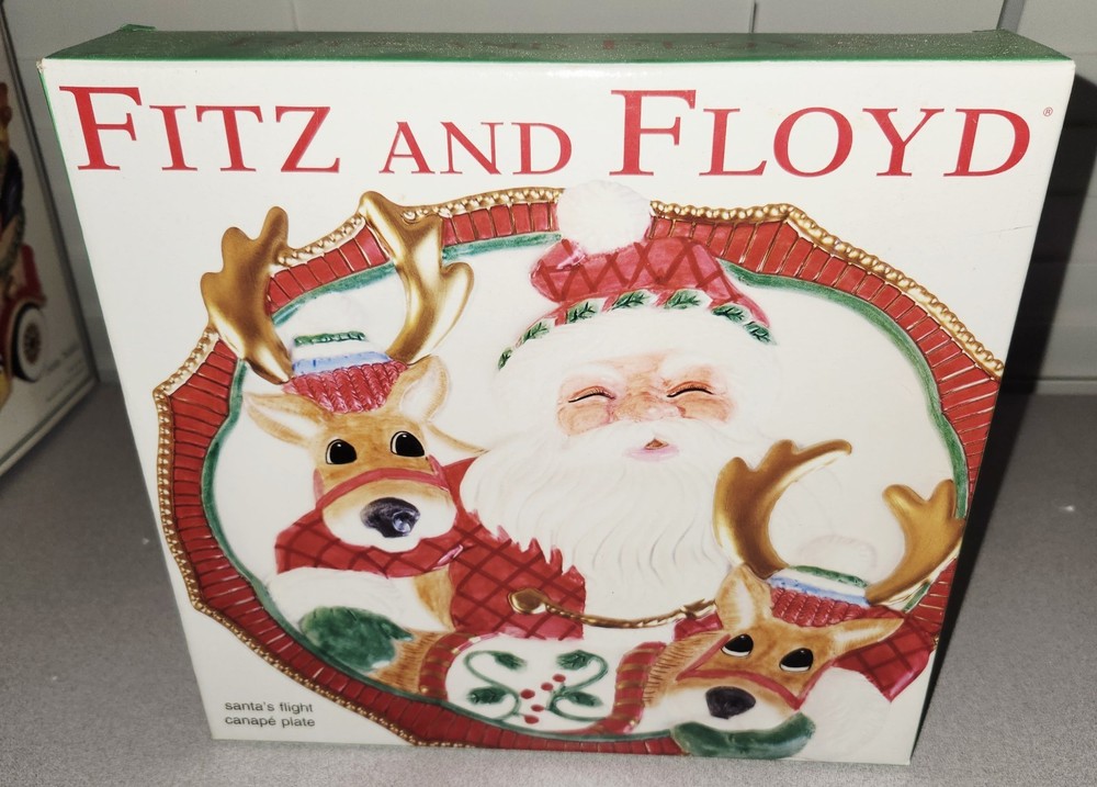 Fitz & Floyd Santa's Flight Canape Plate Sealed
