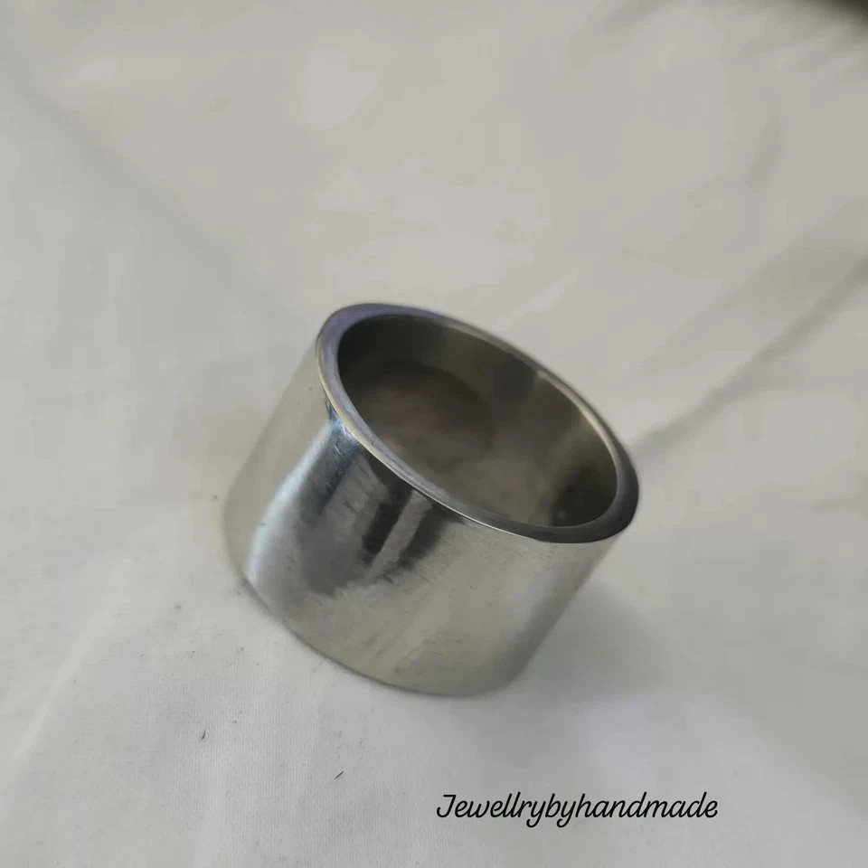 Heavy Solid 925 Sterling Silver Wide Band Statement Handmade Smooth Thick Dome