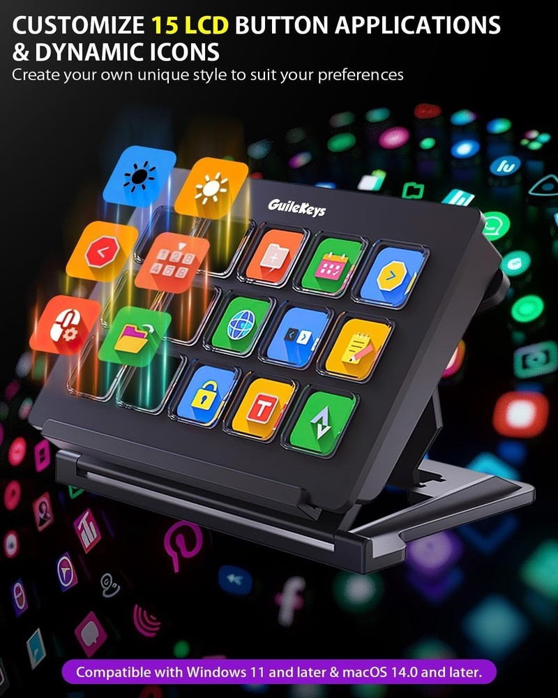 Stream Deck with 15 Programmable Keys — Mac/PC USB Controller for OBS, Twitch...