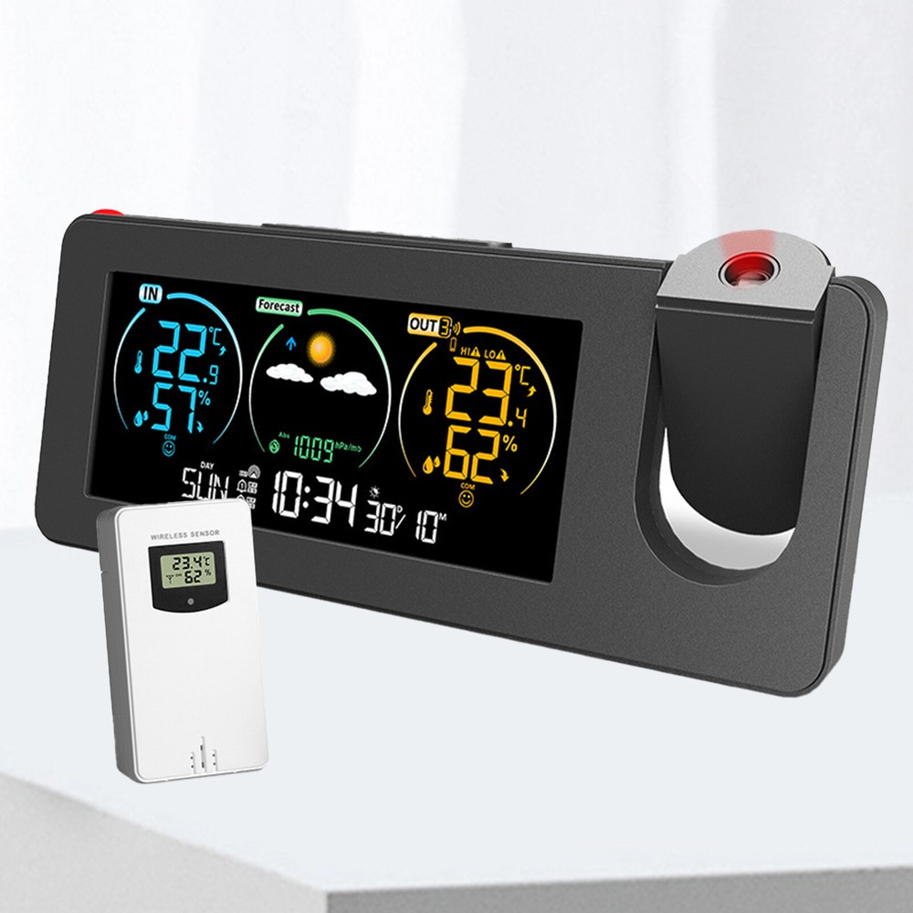 Alarm Clock Digital Clock Projector On Ceiling With Indoor Outdoor Temperature