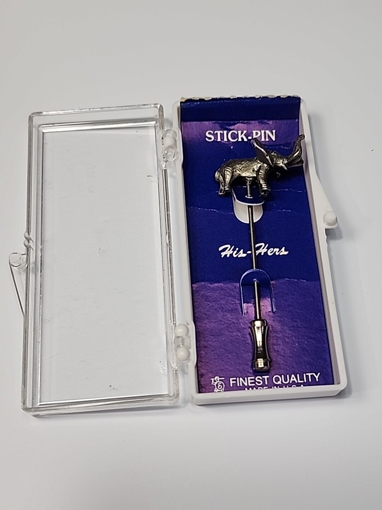 Elephant Stick Pin Pewter 3D Intricate Detailing