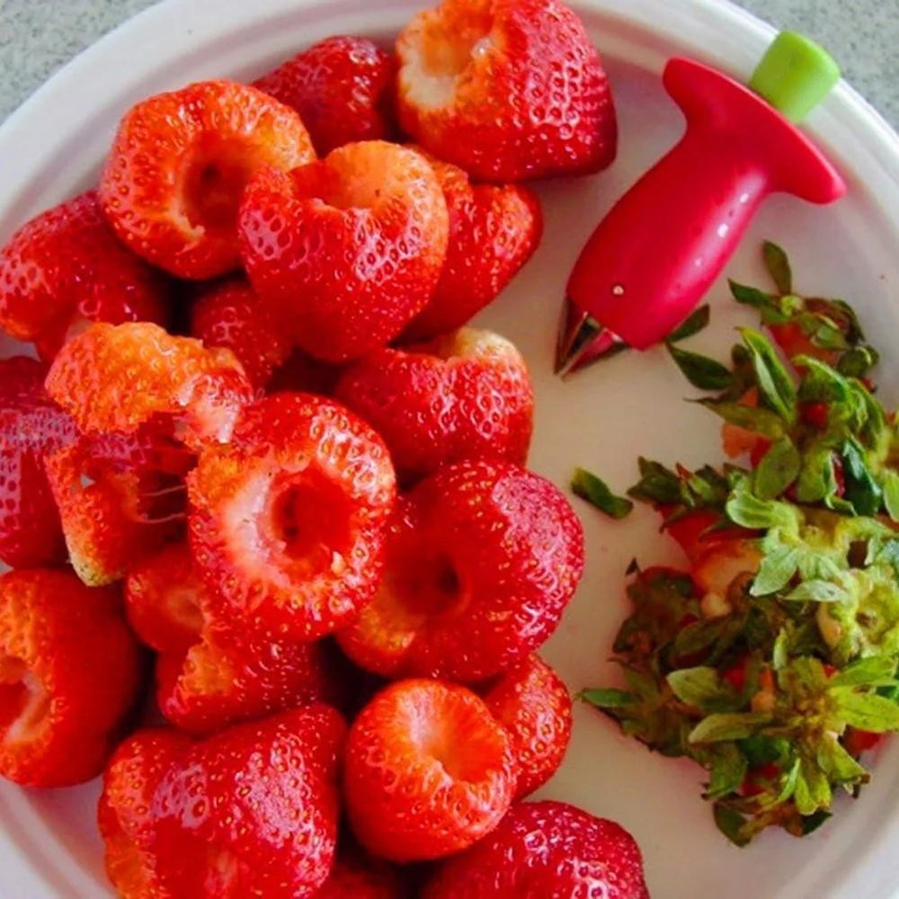 Strawberry Slicer & Huller – Easy Fruit Corer & Leaf Remover Kitchen Tool