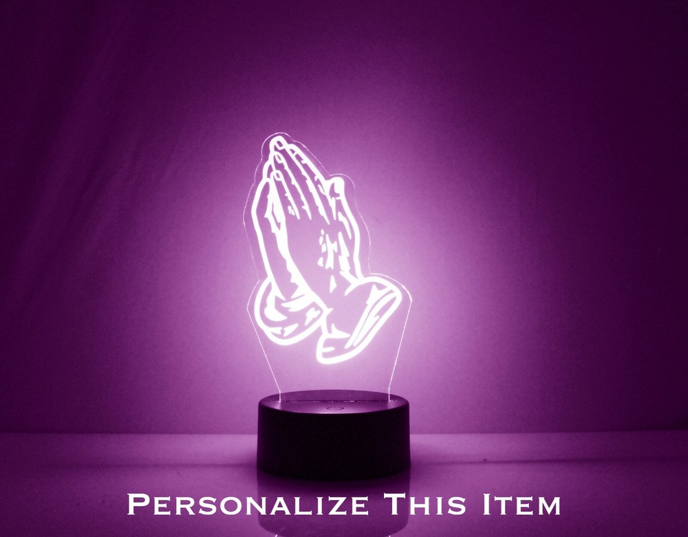 Praying Hands Rest in Peace Personalized Night Lamp - FREE Engraved Name & Dates