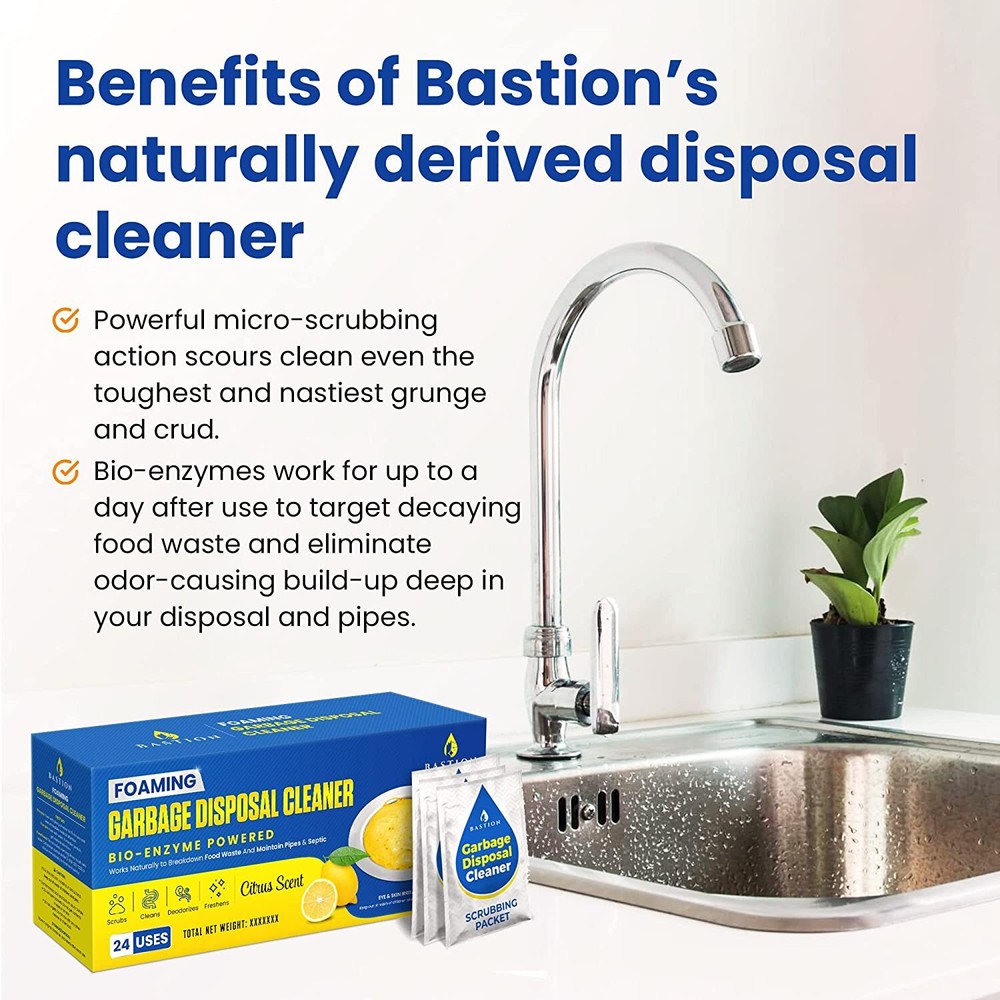 Bastion Foaming Garbage Disposal Cleaner & Deodorizer - 24-Count. Lemon Scented