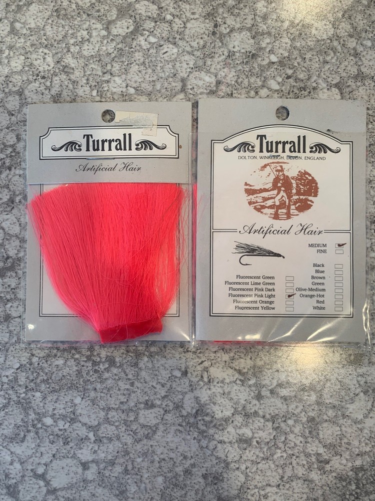 2 Packs Turrall Artificial Hair Medium Flourescent Pink Light Fly Tying Material
