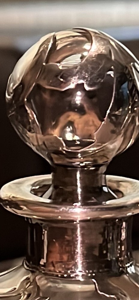 Circa 1905 elegant .999 fine solid silver lined aroma bottle set made by leading