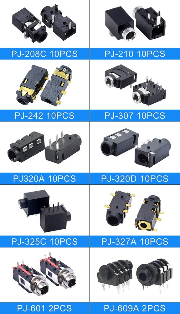 10 Values 84 Pcs Stereo Jack Socket PCB Mount Female Audio Headphone Socket C...