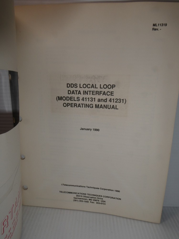DDS Local Loop Data Interface 41131 and 41231 Operating Manual