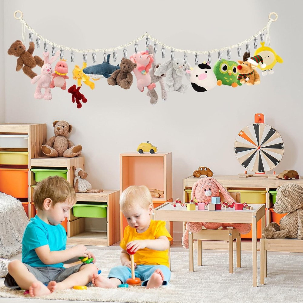 Stuffed Animal Storage Hammock Corner - Hanging 1pc Beige