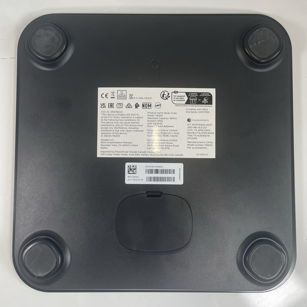 Fitbit Aria Air Smart Digital Scale - Black Model FB203