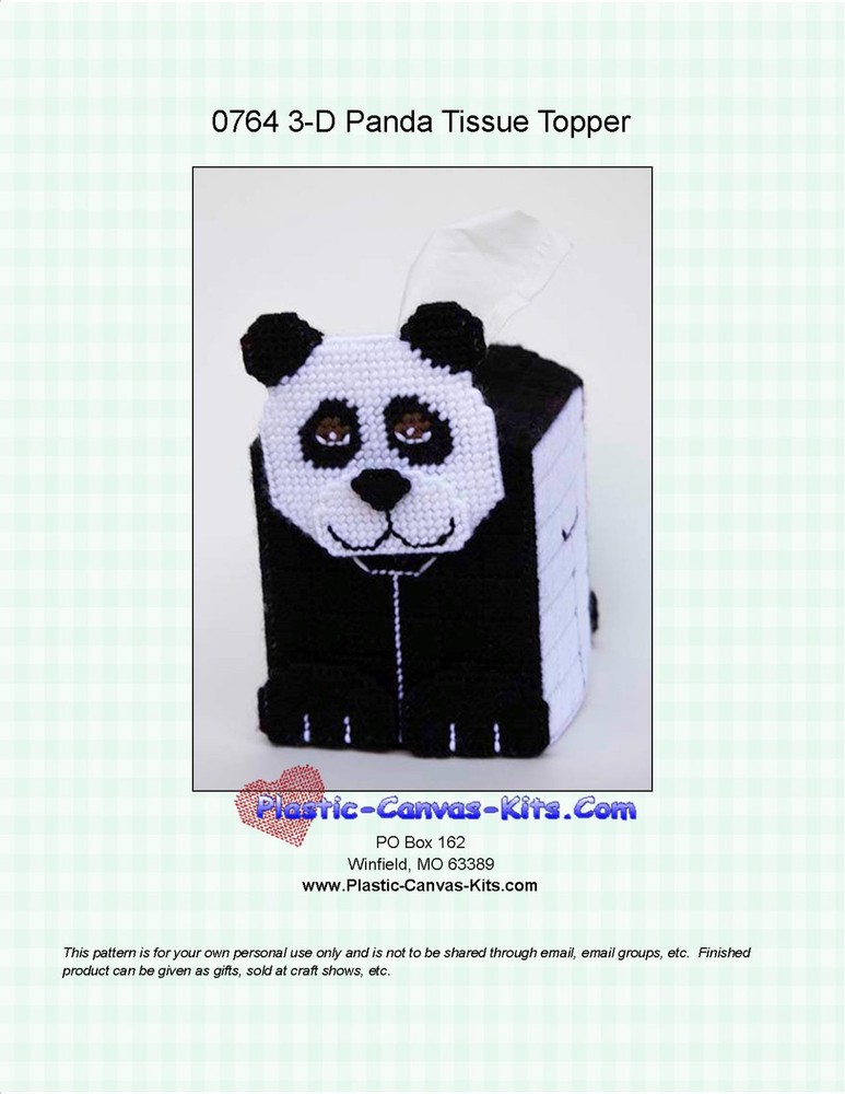 Panda  3-D Tissue Topper-Plastic Canvas Pattern or Kit