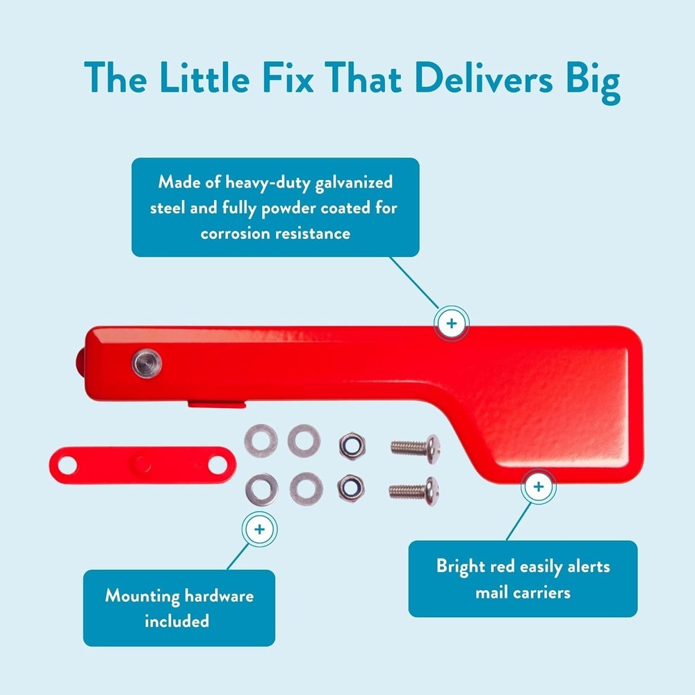 Elegant Red Mailbox Flag Replacement Kit with Easy Install & Mounting Hardware