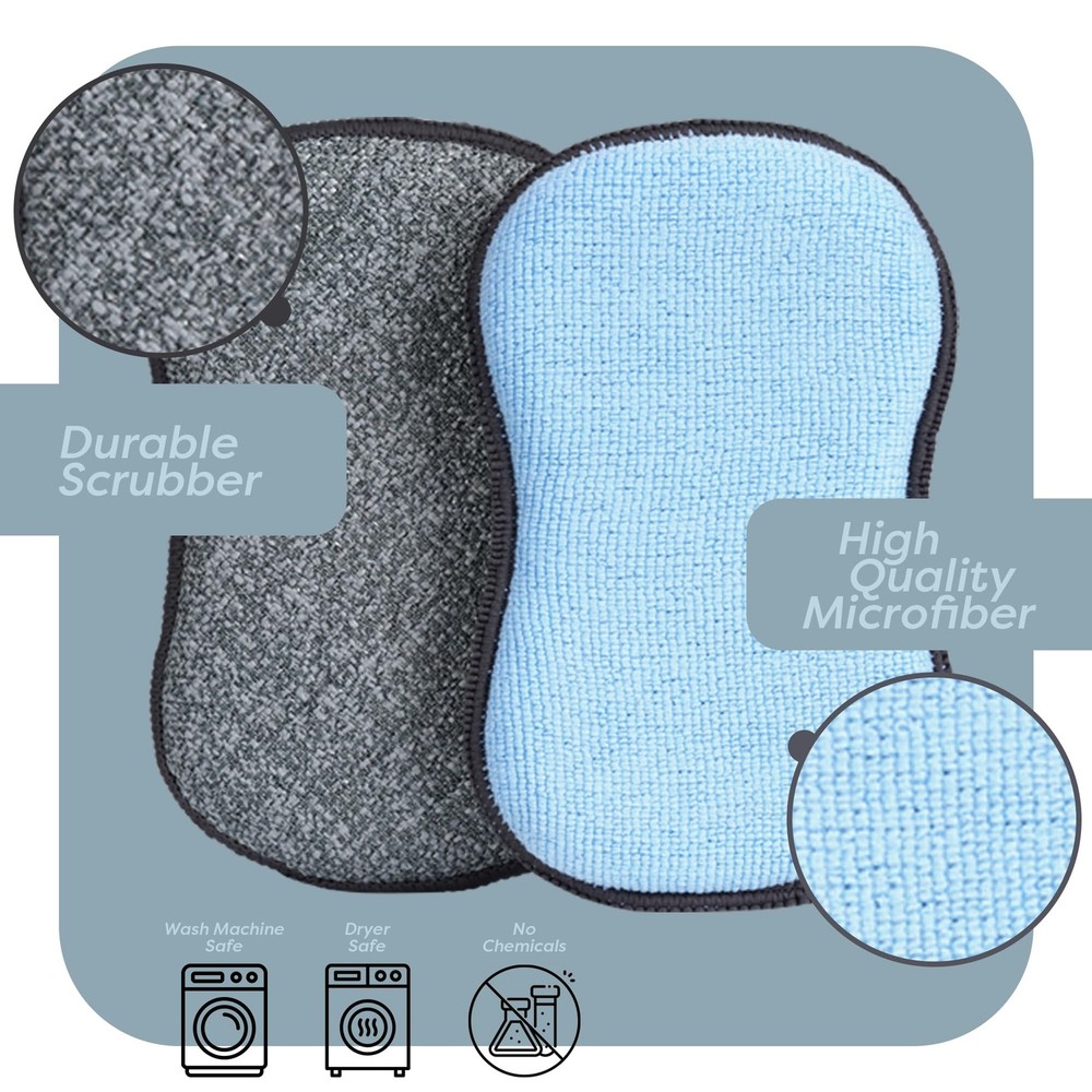 Multi-Purpose Sponges Kitchen by Scrub-it - Non-Scratch Microfiber sponges for C