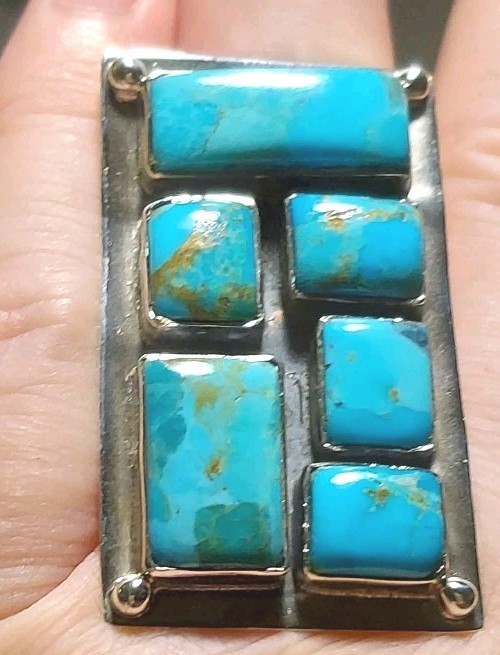 New Large Artsy Sterling Silver & Turquoise Adjustable Ring
