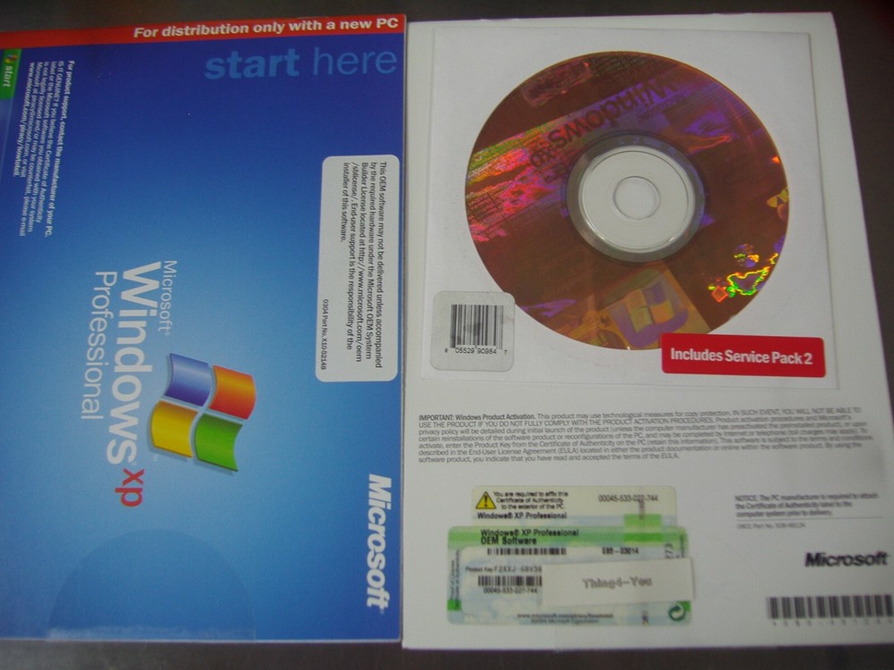 MICROSOFT WINDOWS XP PROFESSIONAL w/SP2 FULL OPERATING SYSTEM MS WIN PRO=SEALED=