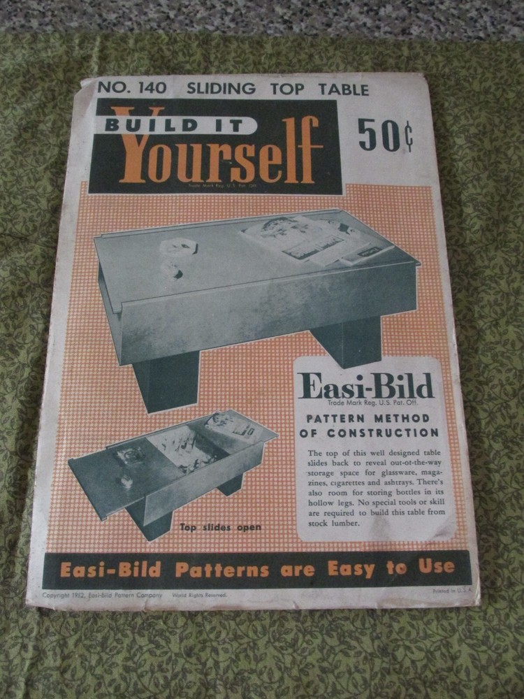 Easi-Bild Build It Yourself PATTERN COMPLETE  NO. 140 Sliding Top Table Storage