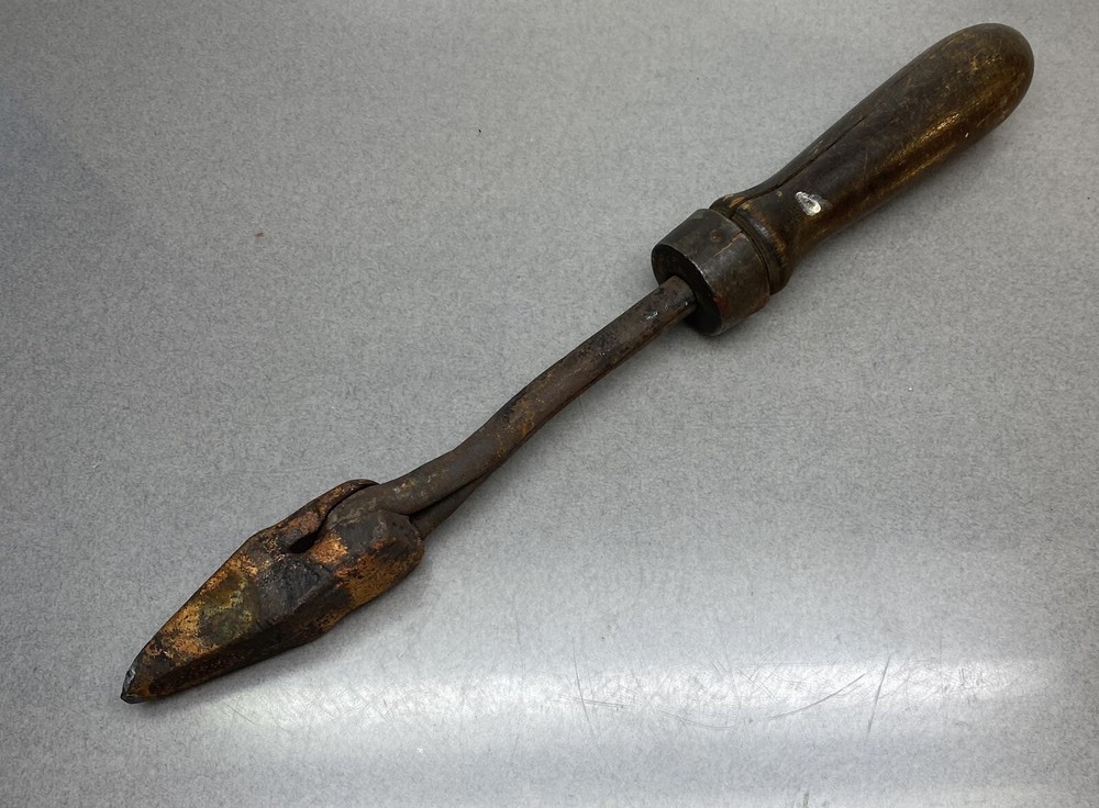 Antique Wood Handle Soldering Iron Copper Tip Blacksmith Tool Primitive