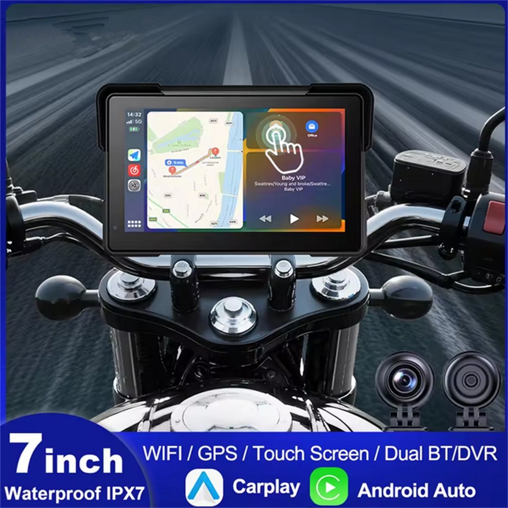 7" Motorcycle w/ Carplay Android Screen Dual Bluetooth Portable GPS Navigation